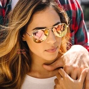 RayBan Aviator Copper Pink Flash Lenses RB3025 Gold Frame New